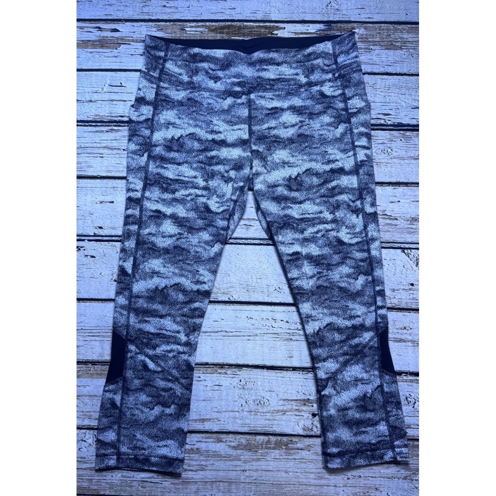 Lululemon Women's Leggings‎ Pace Rival Crop Hazy Days Black White Size 12